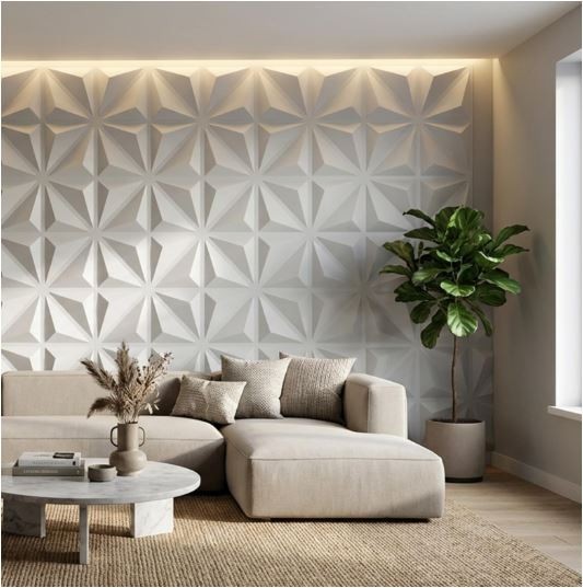 33-Pack 3D Wall Panels for Interior Decor Diamond 12"x12" each – White