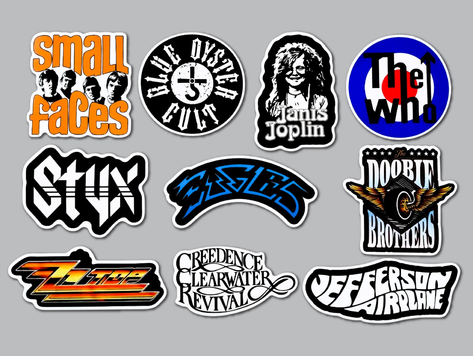 Classic Rock Vinyl Sticker Lot (10 Stickers) SET 2 who styx doobie brothers band