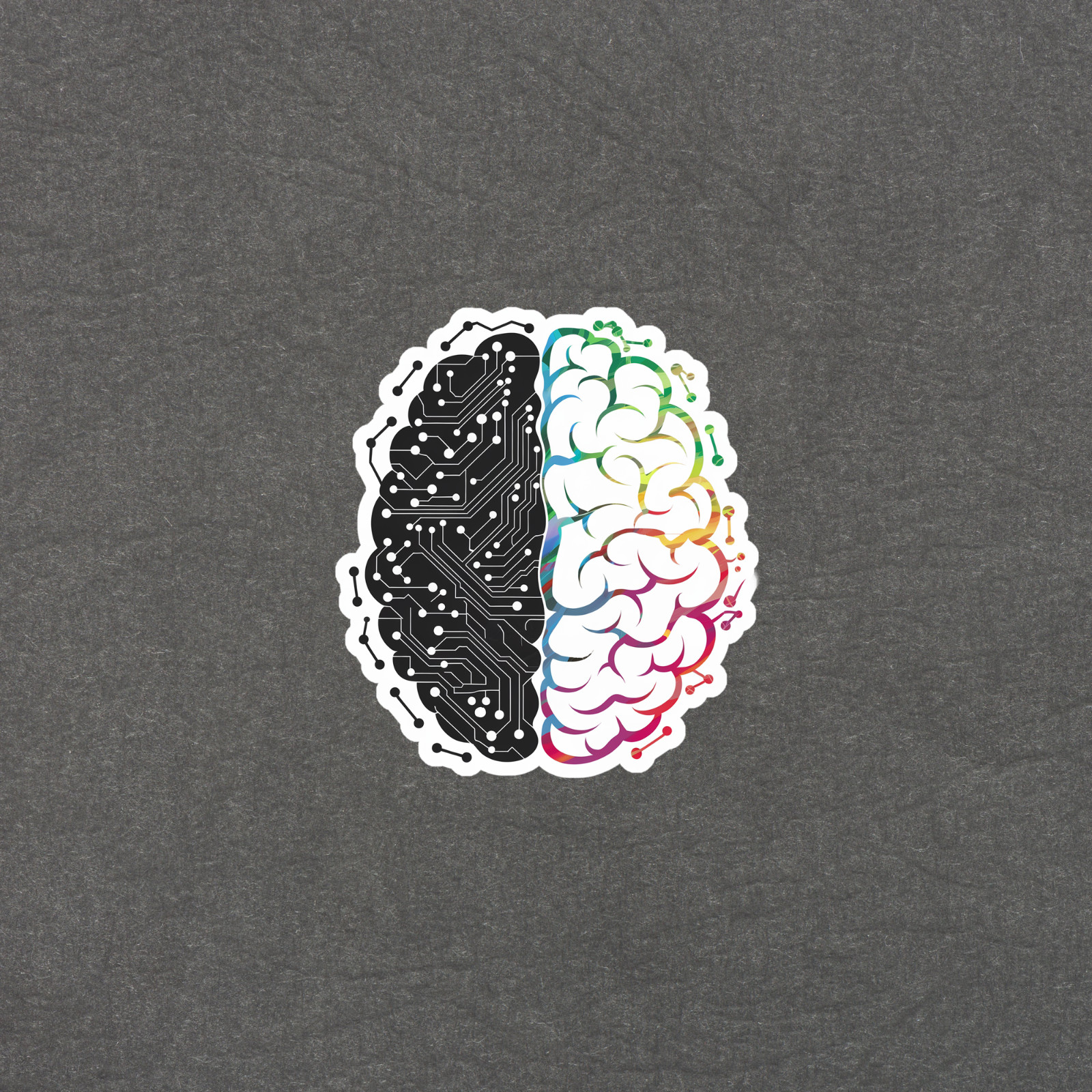 Colorful Vinyl Brain Sticker – Circuit Board Left Right Hemisphere Art #5858