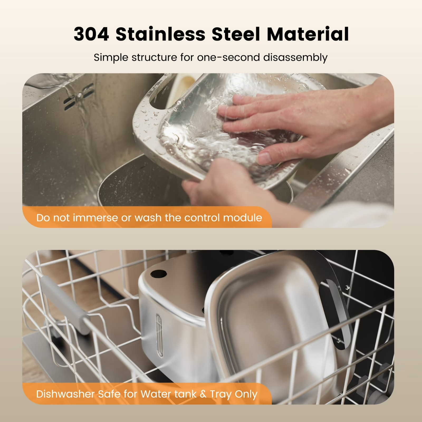 Oneisall CW-01 Wireless Cat Water Fountain 304 Stainless Steel, 3.5L/118oz