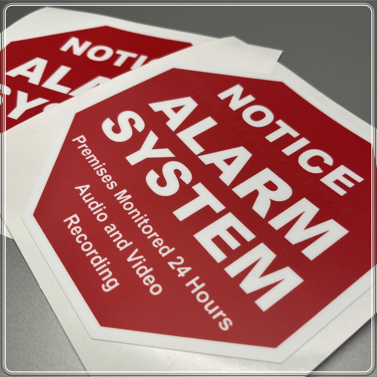 2-Pack Alarm System Warning Decals 5"x5" Red High Quality Laminated Window Stick