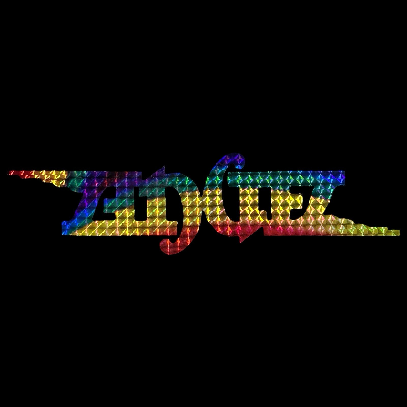 Vintage ANGEL Rainbow Prism Sticker Glam Metal Hard Rock Band Ambigram Logo DC