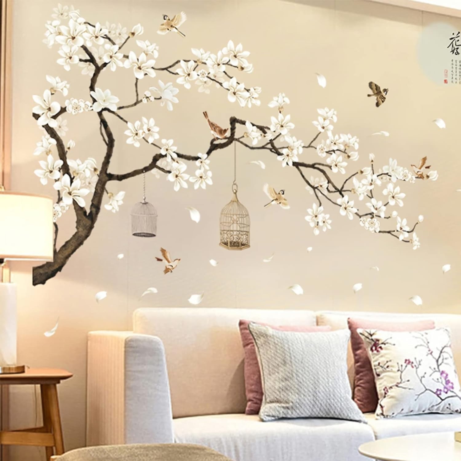 Large Cherry Blossom Tree Wall Stickers 50x74in Removable Peel & Stick Deco