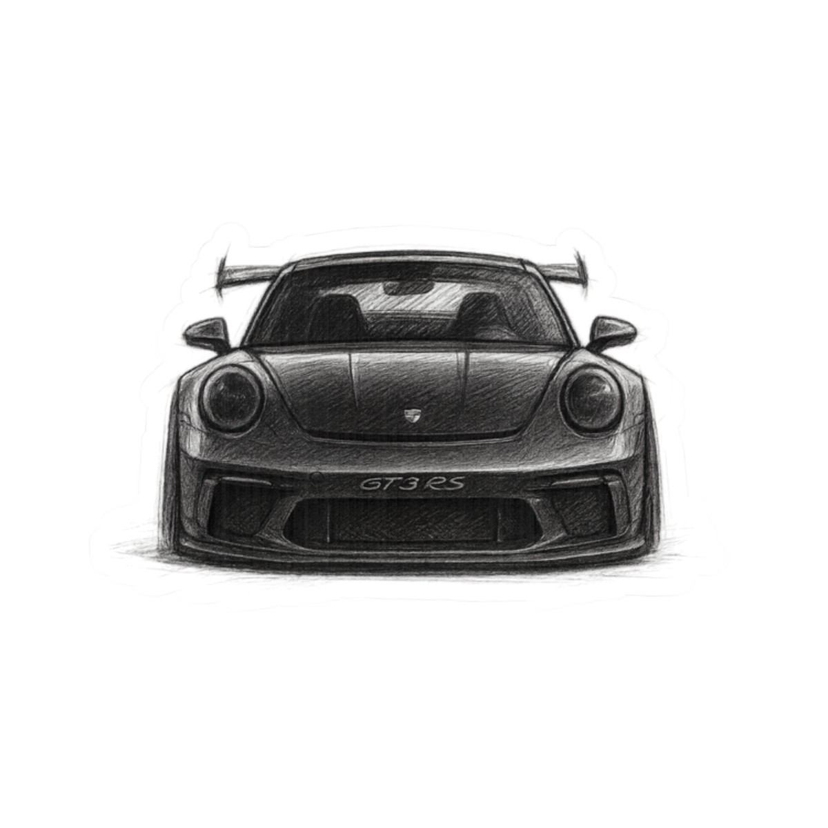 Porsche 911 GT3 RS Sticker — Pencil Sketch Car Enthusiast Gift Track Decal