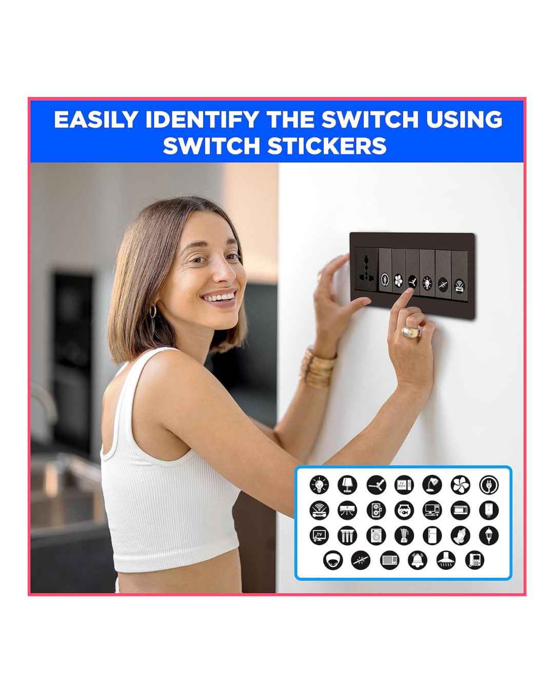 Switch Board Stickers Black and White | Switch Id Sticker Vinyl Labels 3-A4 Shee