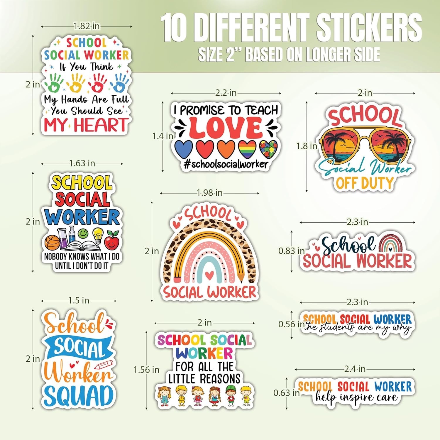 10pcs School Social Worker Decal Education & Student Support, Gift for Counselor