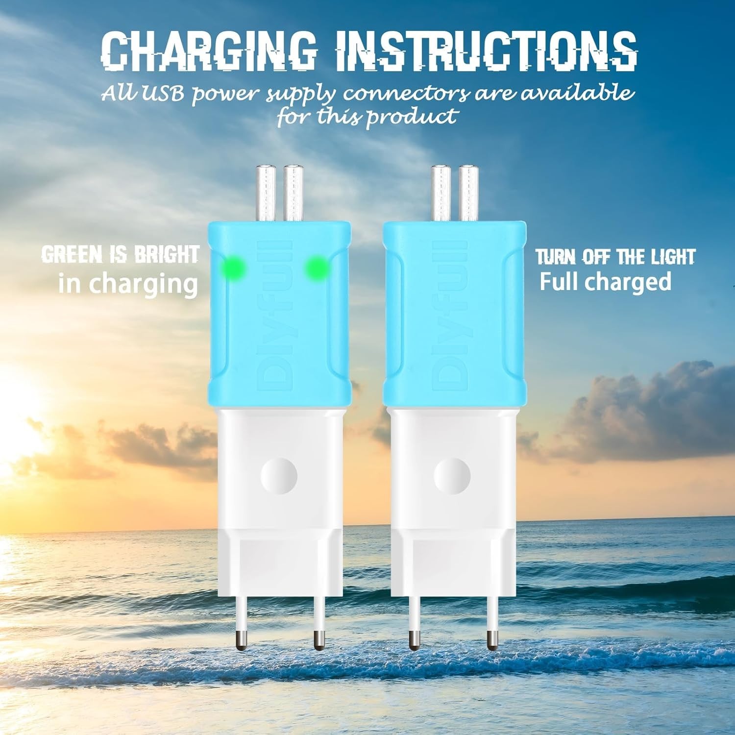 6 Pcs Fishing Glow Stick Pole Lights LED Night Fishing with Batteries & Charger