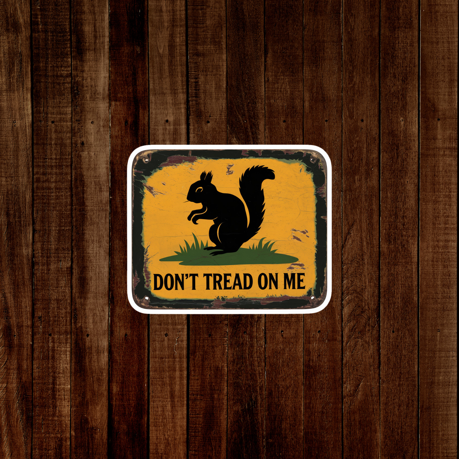 Don't Tread On Me Squirrel Metal Sign – Rustic Vintage Style Home Decor #2852
