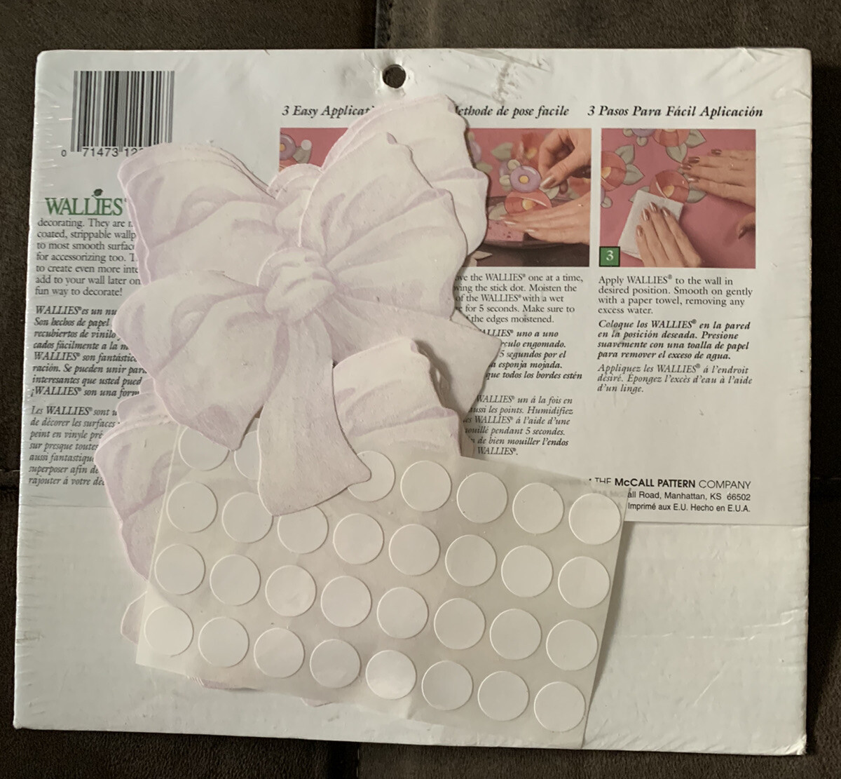 Wallies Wallpaper Cutouts 25 Lavender Bow 12042 Pre-pasted NEW