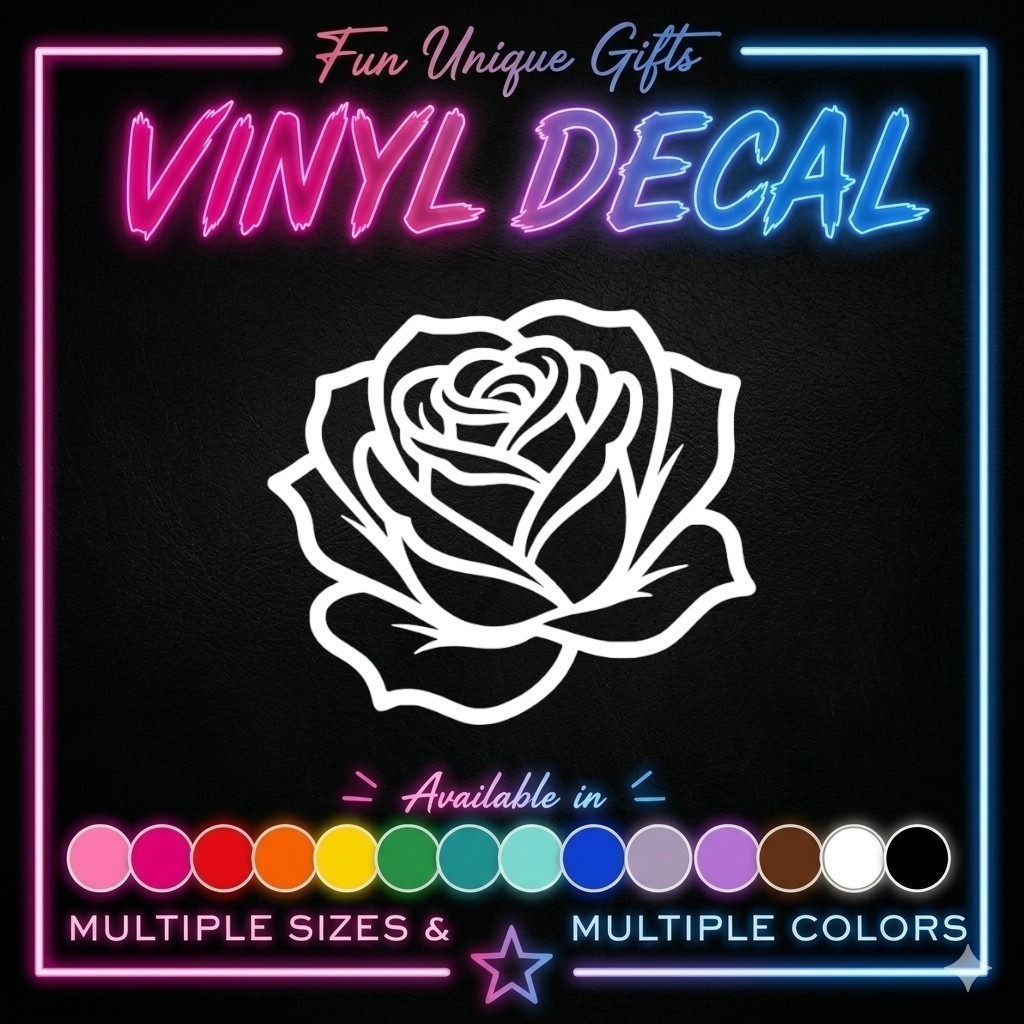 Rose Vinyl Decal Sticker -Multiple Colors & Sizes- FREE SHIPPING