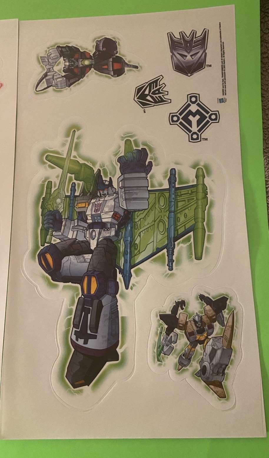 Transformers Energon Wall Decal Decor 4 Sheet Set Peel Stick Remove USA Made