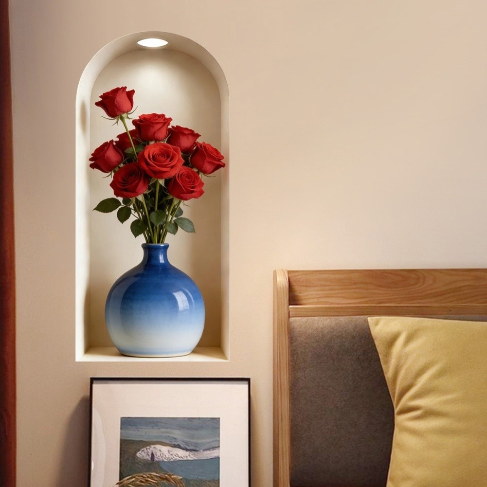 3D Realistic Flower Wall Sticker Vinyl PVC 30 60cm for Home Decoration