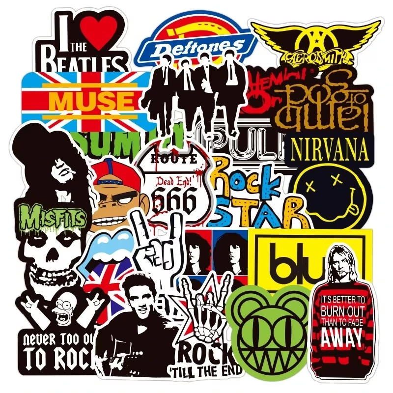 100PCS Rock Band Stickers Lot Punk Music Heavy Metal Bands Sticker Decal