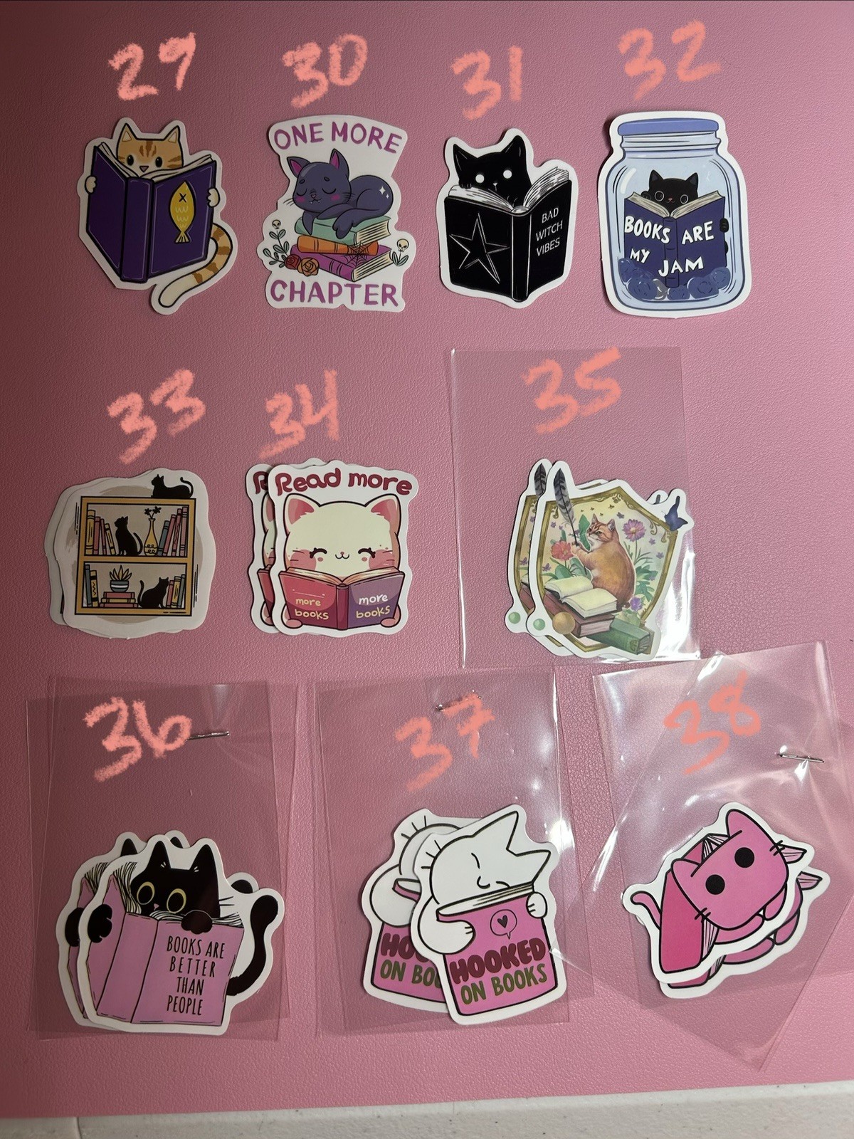 Cats And Animals Reading Books Stickers