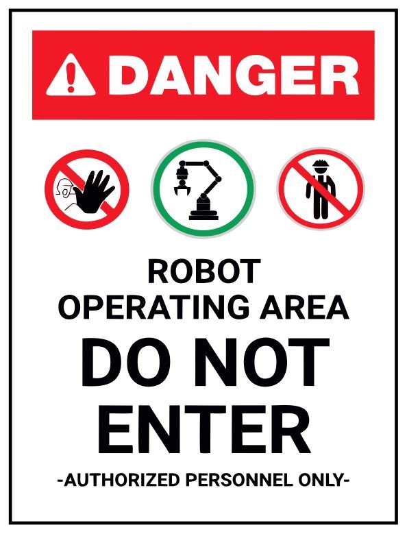 Robot Operating Area Safety Sign Sticker Decal Label D7392