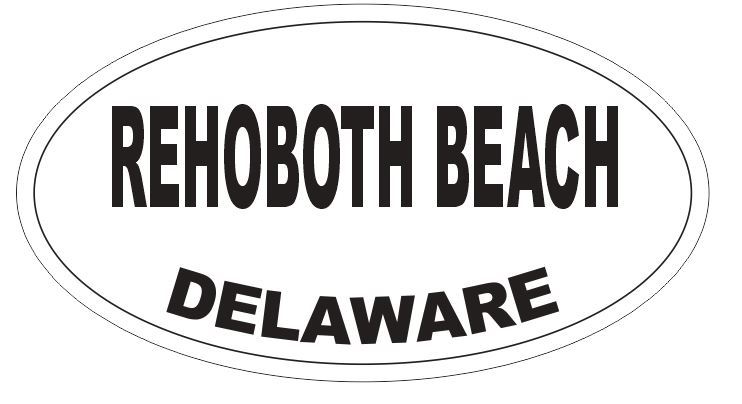 Rehoboth Beach Oval Bumper Sticker or Helmet Sticker D3741 Euro Oval Delaware