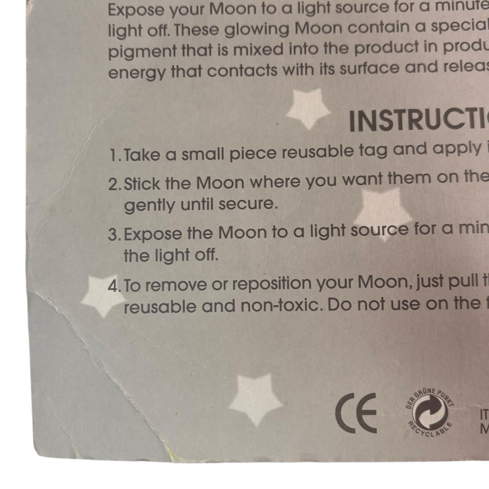 SEALED Vintage "Moon Glow in the Dark" Space Star Bedroom Large Size Y2K 90s NOS