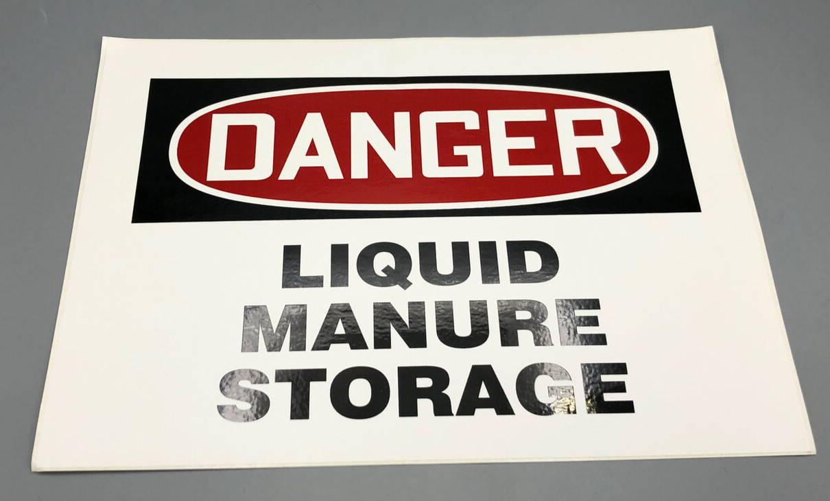 Danger Liquid Manure Storage Sticker Safety Sticker 10" x 7"
