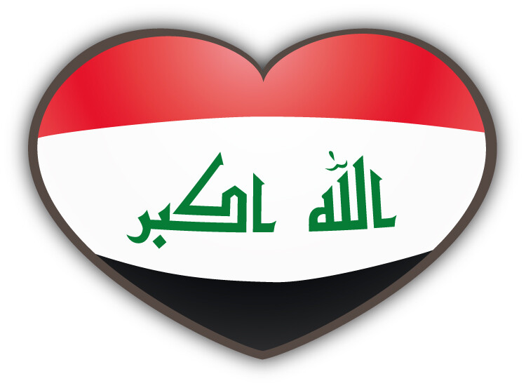Iraq Glossy Heart Flag Car Bumper Sticker Decal