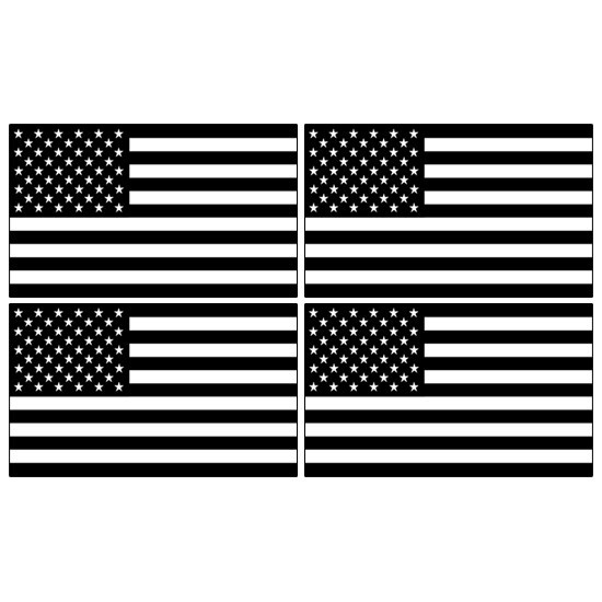 American Flag Stickers – Subdued Flag Decals – Grayscale US Flags 5" wide each