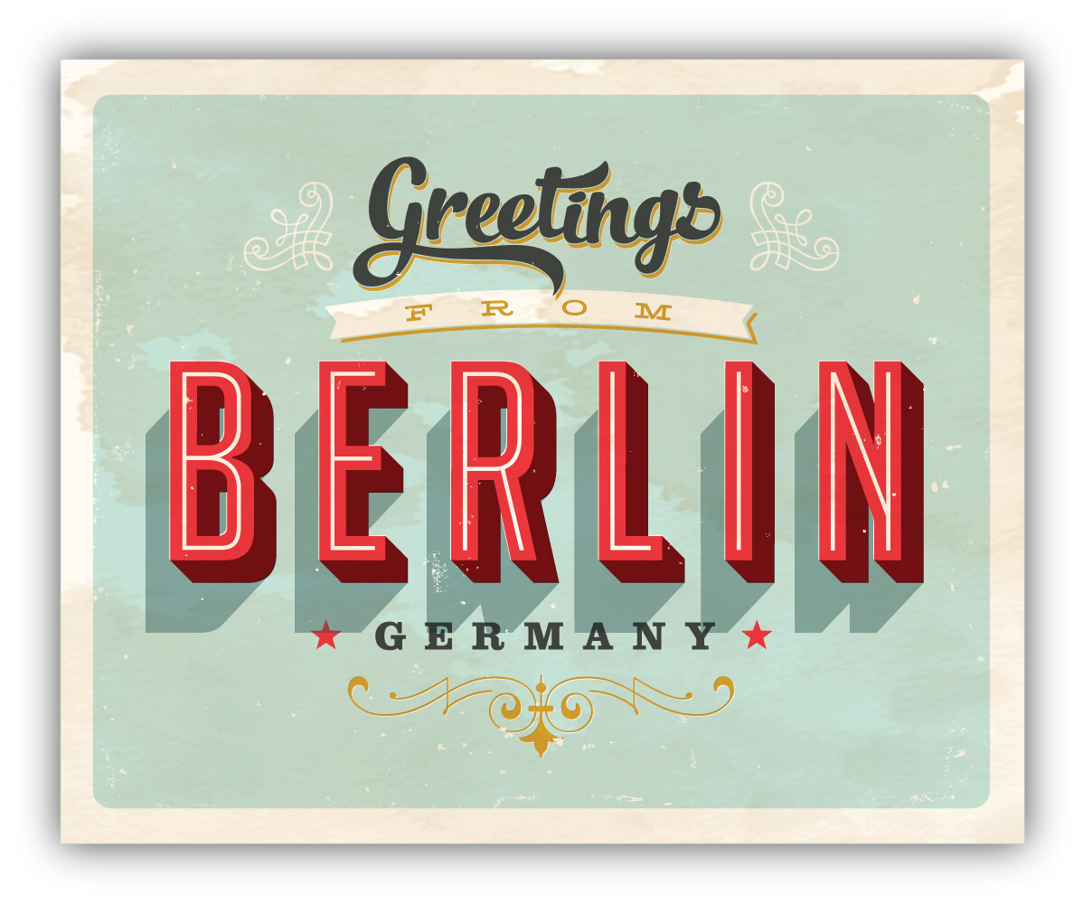 Greetings From Berlin Germany Vintage Vinyl Sticker Decal