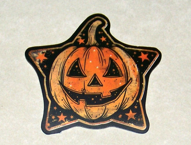 HALLOWEEN Themed Die Cut Sticker Decal All Hallows Eve Holiday – Pumpkin Star