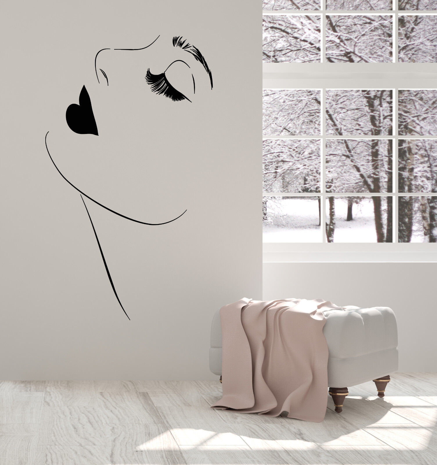 Vinyl Wall Decal Beautiful Girl Model Sexy Lips Makeup Eyelashes Sticker 1418ig