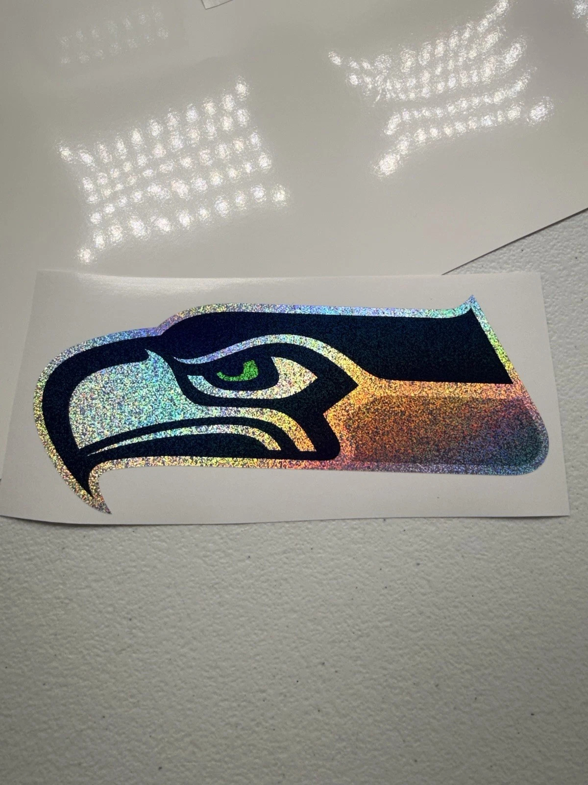 Seattle Seahawks Holographic Tiny Sparkle Vinyl Decal Facing Left