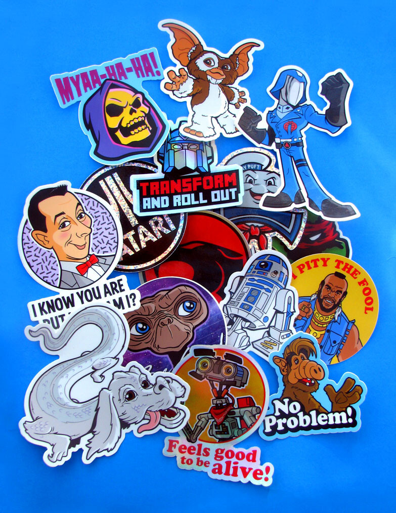 80s Sticker Set – Transformers, ET, ALF, Star Wars, Gremlin Decals – Car, Laptop