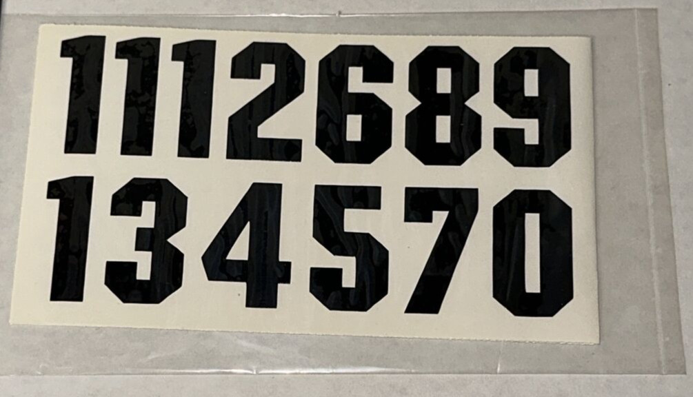 BLACK Pro Guard Number Decals 26 x 1/2" Self Adhesive Hockey Helmet Stickers DIY