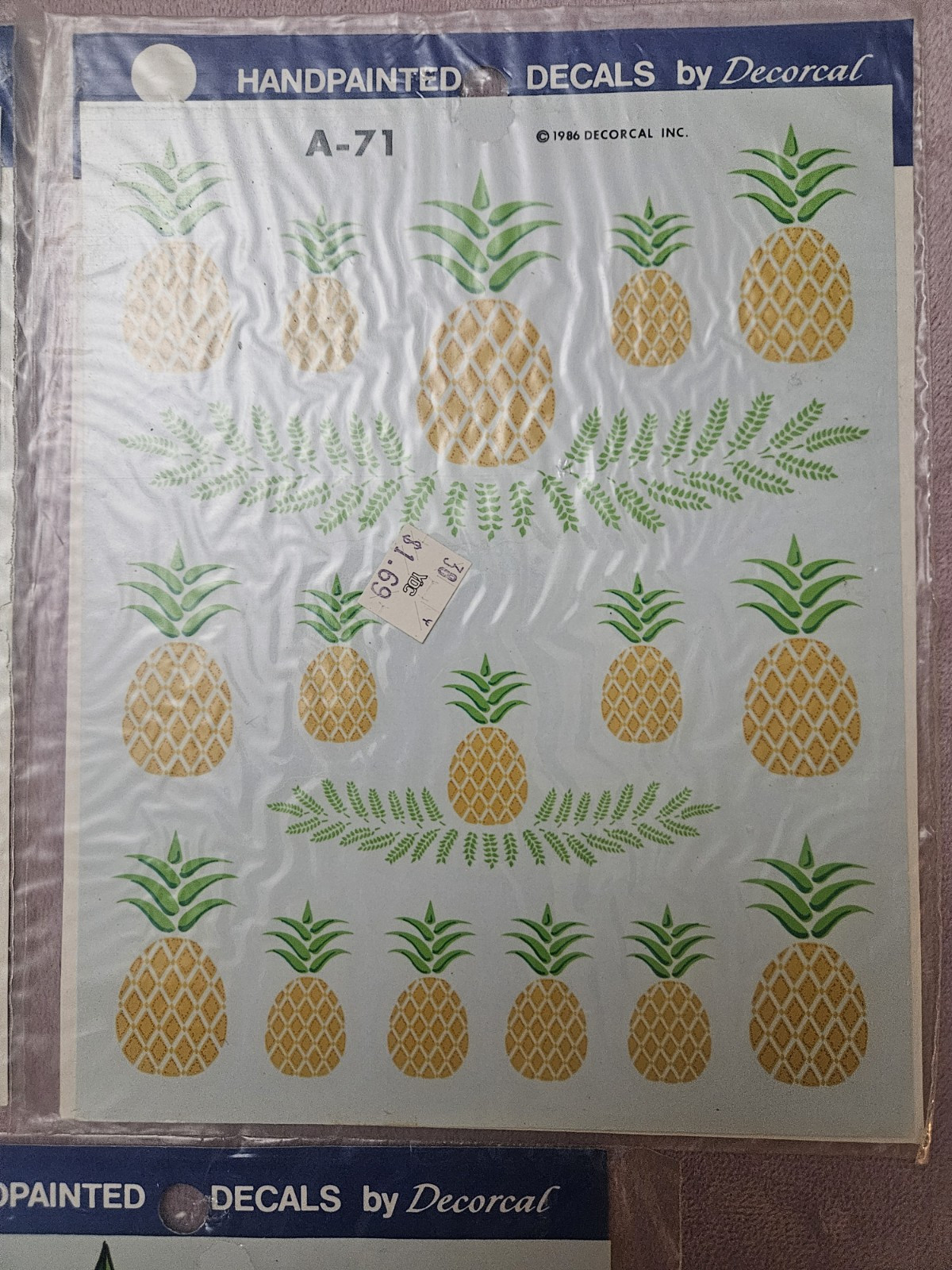 Vtg Hand Painted Decals By Decoral Owl Bird Flower Duck Swan Pineapple Lot Of 7