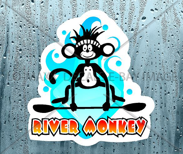 River Monkey Whitewater Watersports Kayaking Boating Outdoor Sport Vinyl Sticker