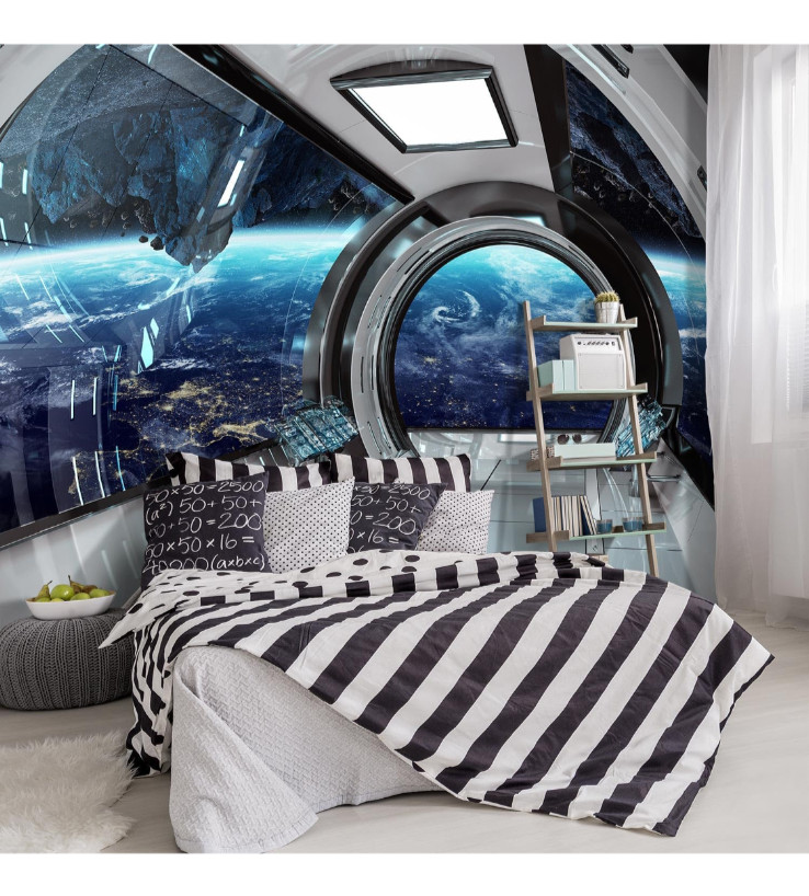 3D Capsule Space Fabric Wallpaper Living Room Bedroom Bathroom Boys Girls Ch…