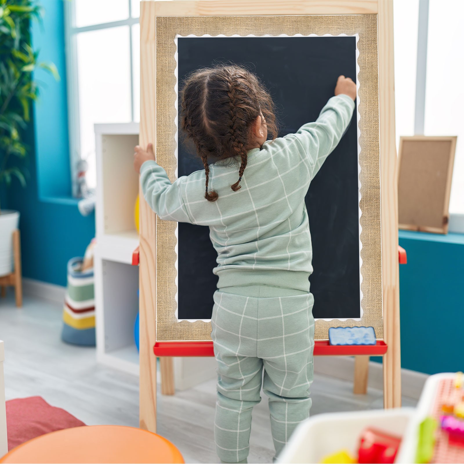 Bulletin Board Border, 65.6Ft x 2.75Inch Classroom Border Trim, Burlap Edge