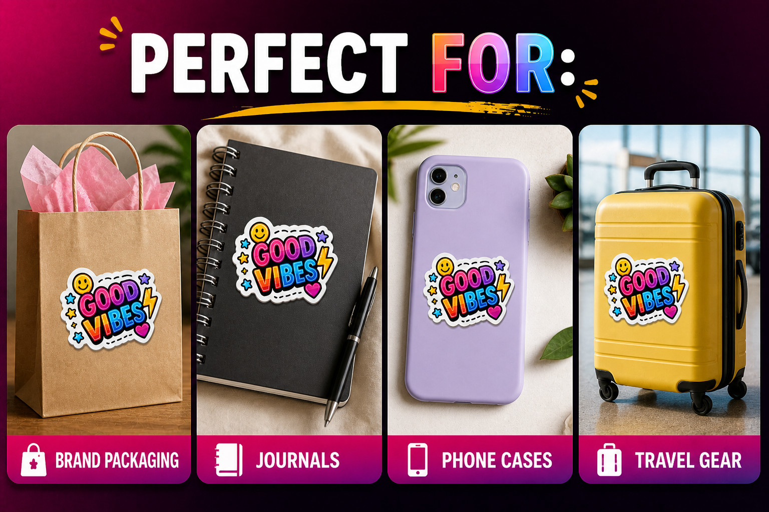 Custom Die Cut Vinyl Stickers Waterproof Gloss Laptop Car Bottle Decals Labels