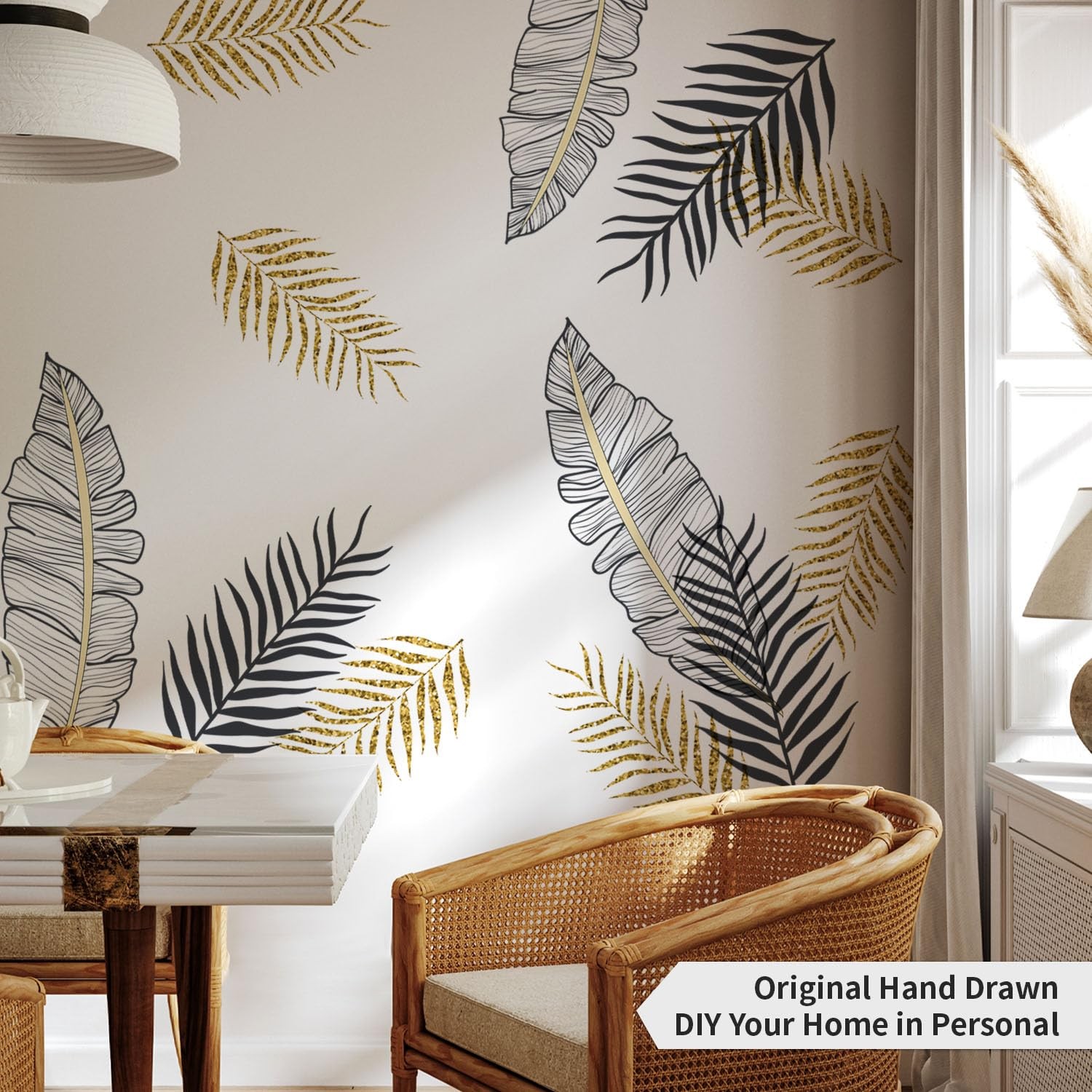 Flortlias Boho Wall Decals Peel and Stick Large Wall Sticker Leaves Vinly Tra…