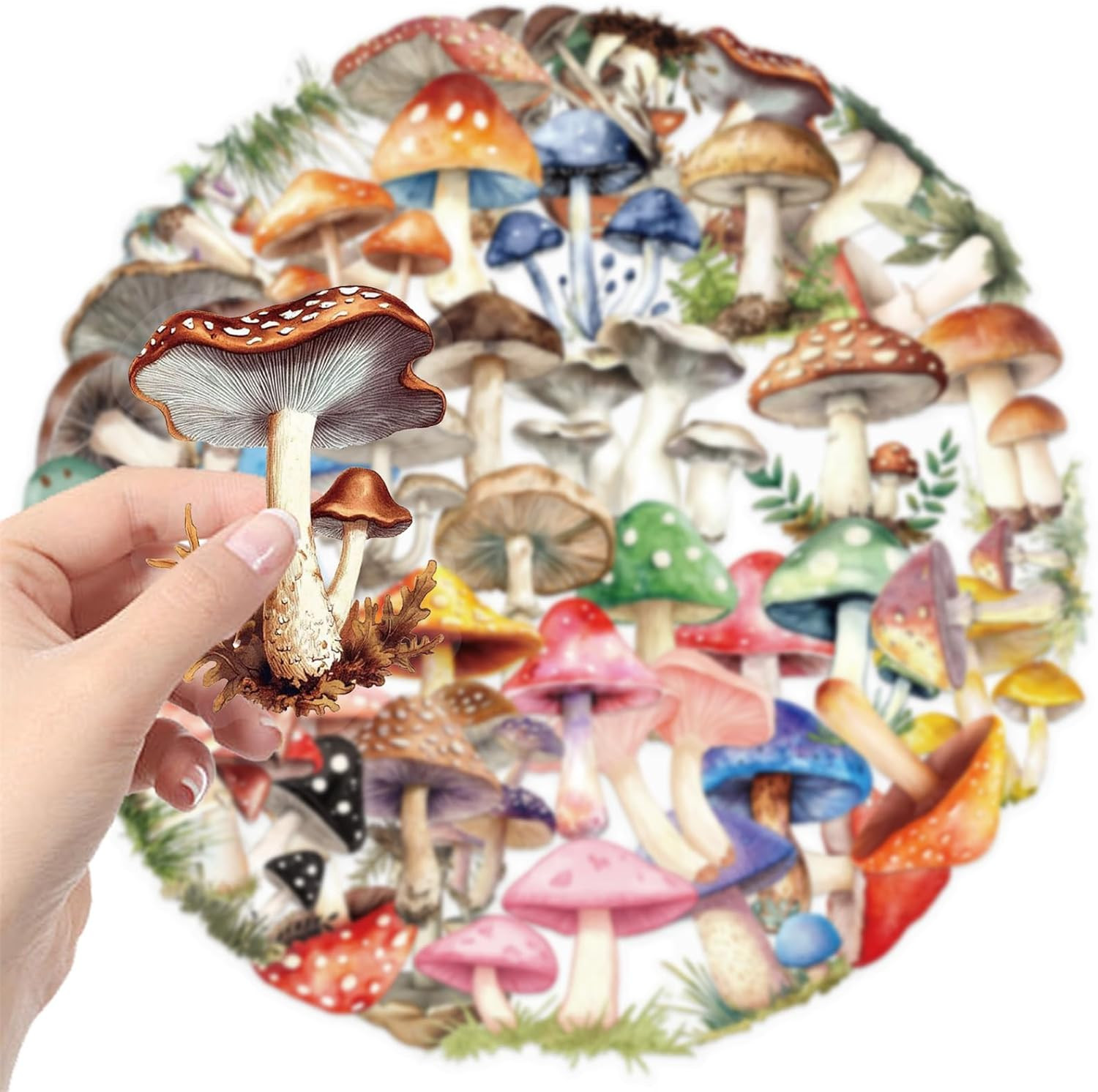 50PCS Retro Mushroom Stickers PET Transparent Stickers Nature Decals Waterproof