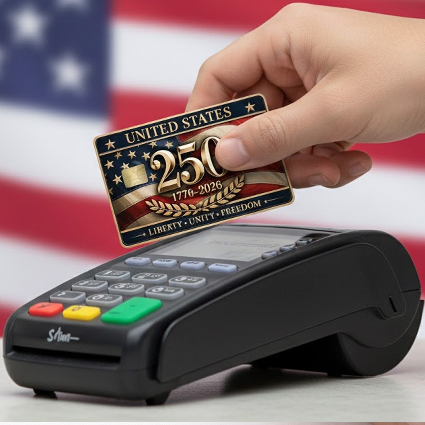 USA 250th Anniversary 1776-2026 Credit Card Skin Sticker Patriotic Liberty