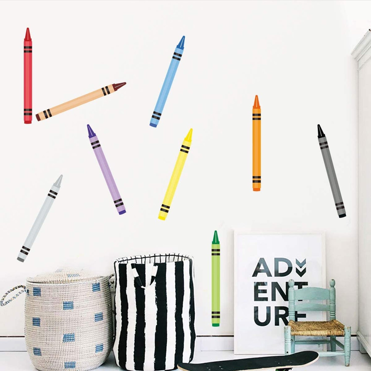 Crayon Decorations Wall Decals DIY Stickers for Kids Preschool Classroom Play…