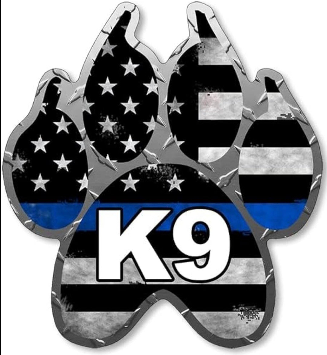 K-9 Paw Print Thin Blue Line American Flag Black White Blue Vinyl Sticker Decal