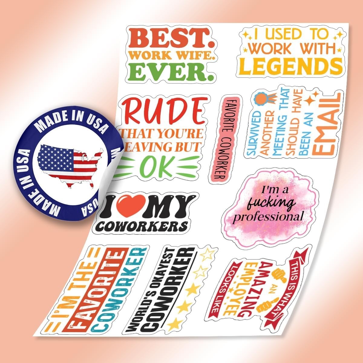 10pcs Coworker Sticker Best Coworker Ever Sarcastic Work Quote Office Humor Gift