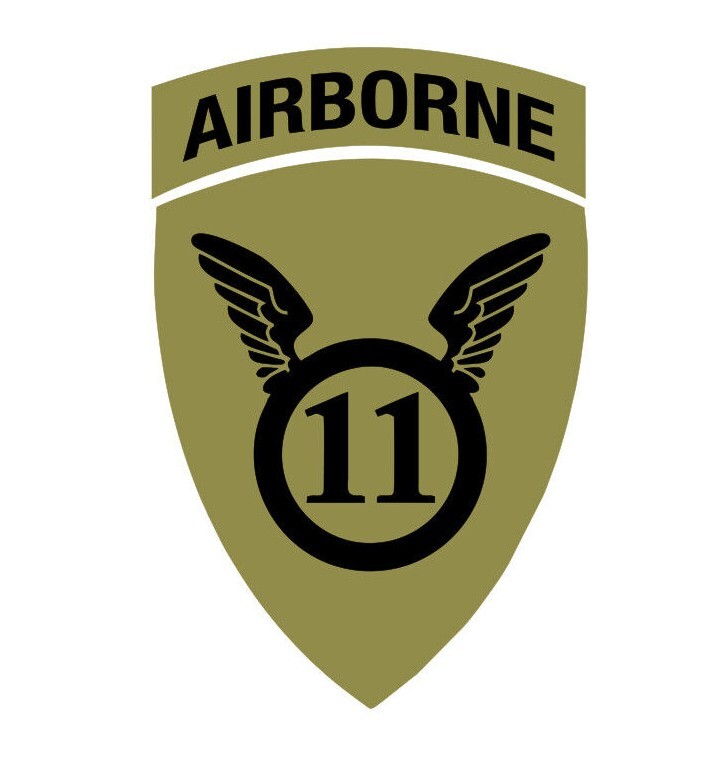 11th Airborne Division Vinyl Window Decal/Sticker Olive/Black