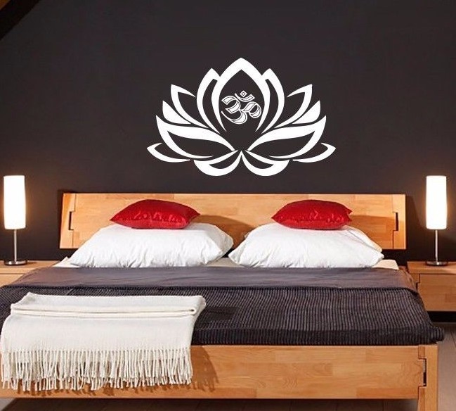 Wall Decals Lotus Flower Decal Om Symbol Vinyl Sticker Yoga Studio Bedroom V999
