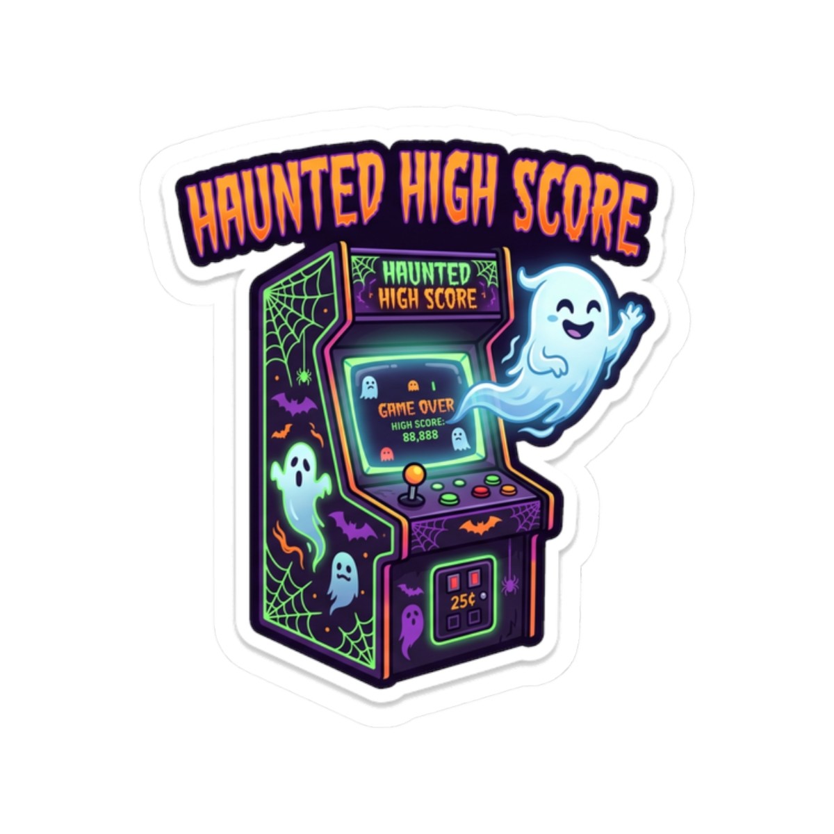 Haunted High Score Halloween Tabletop RPG D20 Dice Gamer Sticker