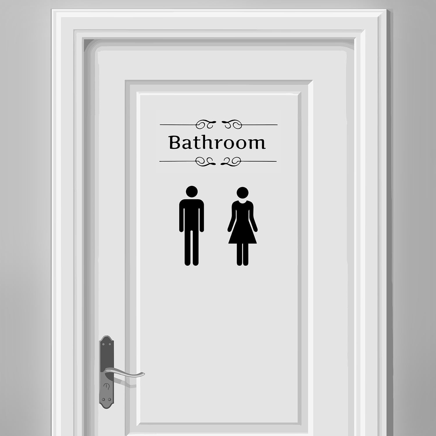 Bathroom Stickers for Door, Acrylic Adhesive Men and Women Door Signs | Toilet W