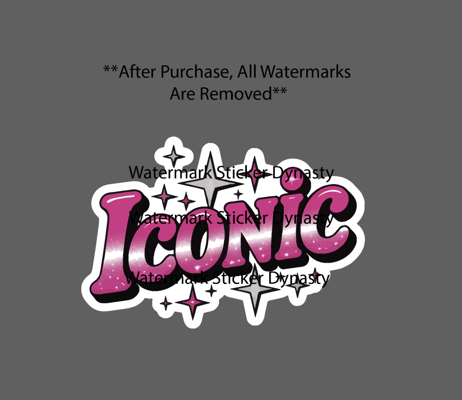 Iconic Sticker Waterproof Decal Pink Stars Glam Cute Girl Gift NEW