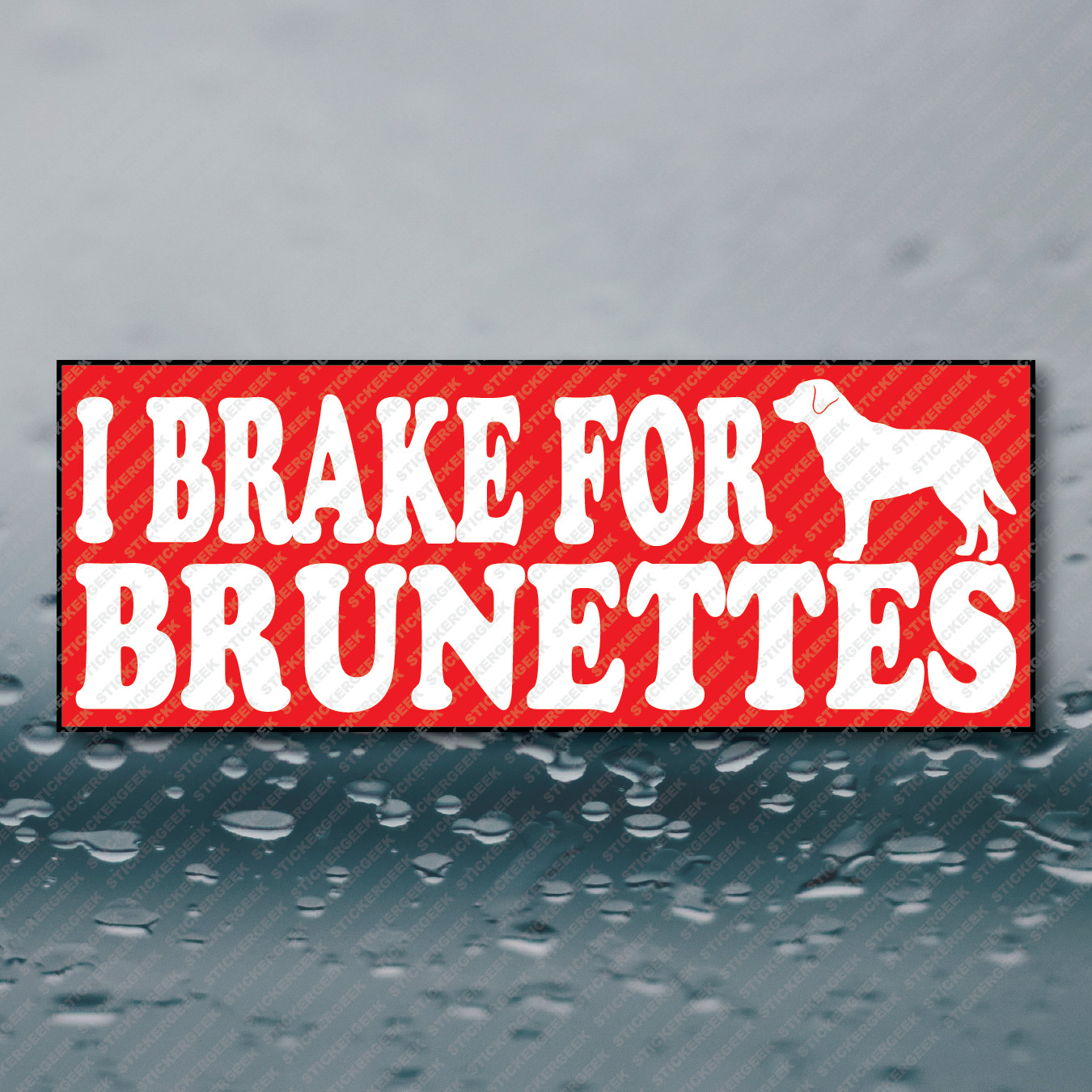 I BRAKE FOR BRUNETTES Labrador Retriever Funny Meme Prank Gag Joke Sticker 8×3