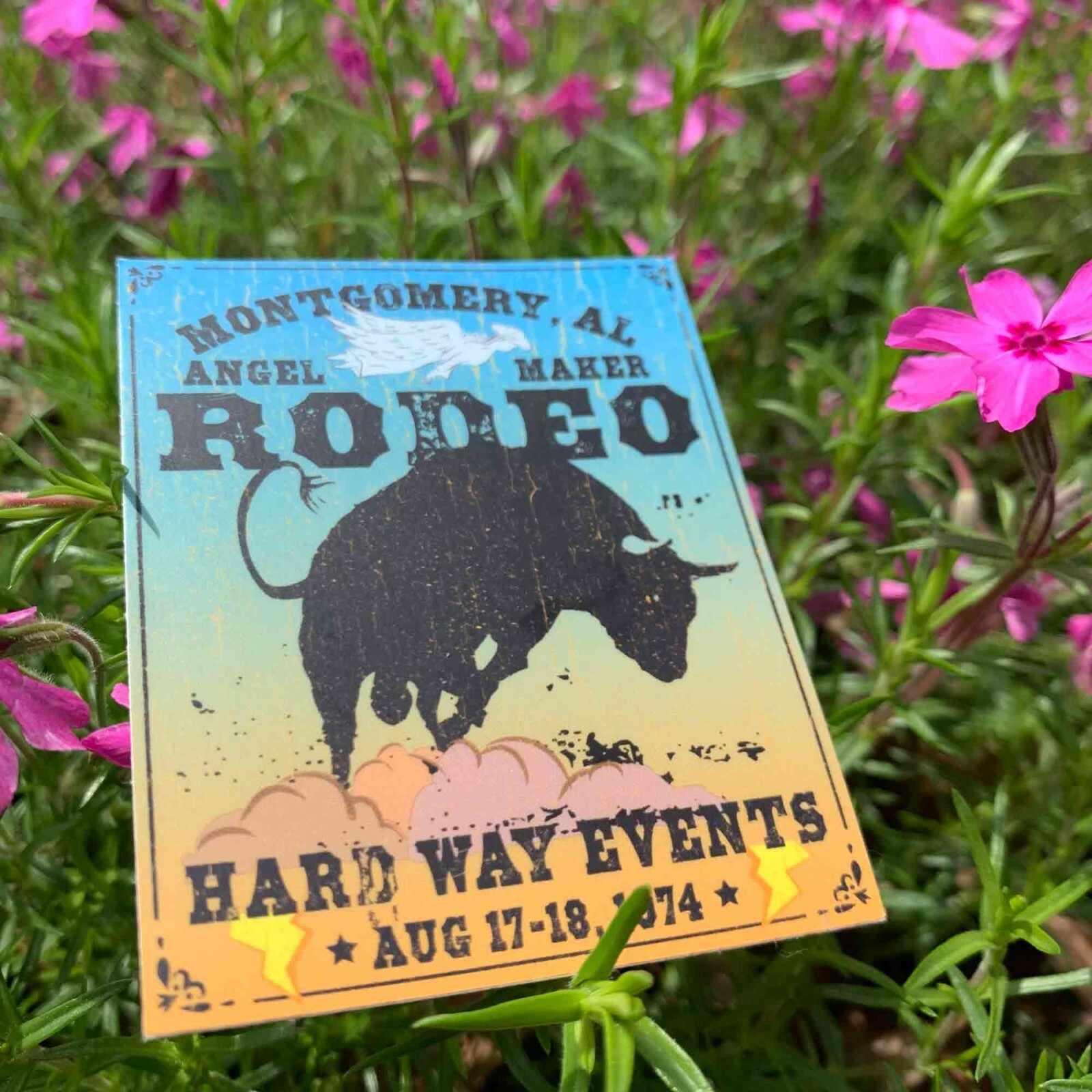 Montgomery Rodeo Premium Stickers & Magnets / Angel Maker Bull, Hard Way Events