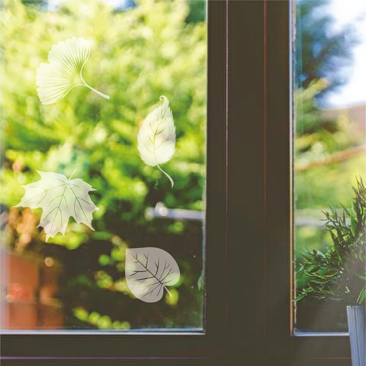 Window Decals for Bird Strikes,52 Pieces Large Leaf Shape anti Collision Window