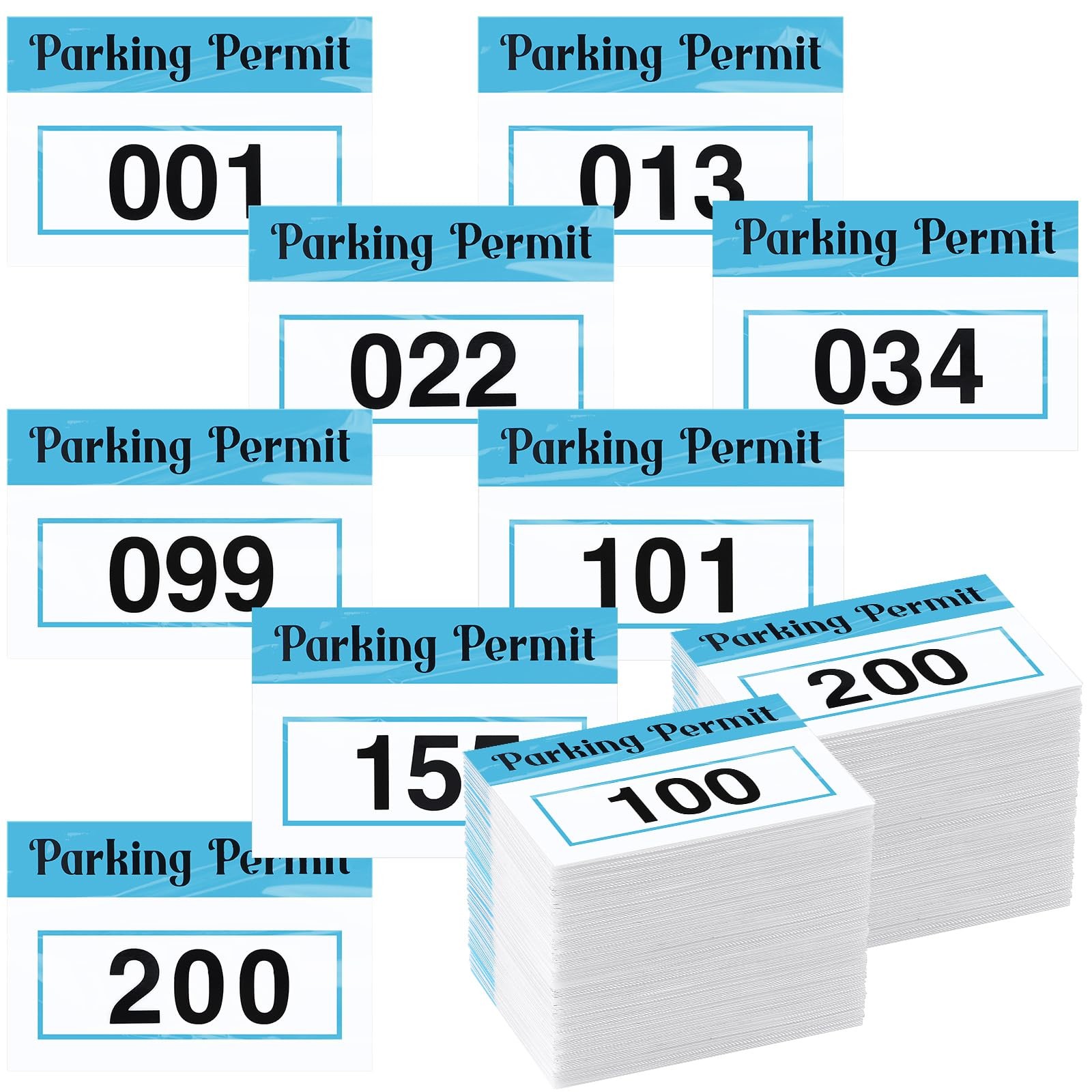 200 Pcs 2×3 Inch Parking Permit Stickers for Car Windshields, Numbered 001200